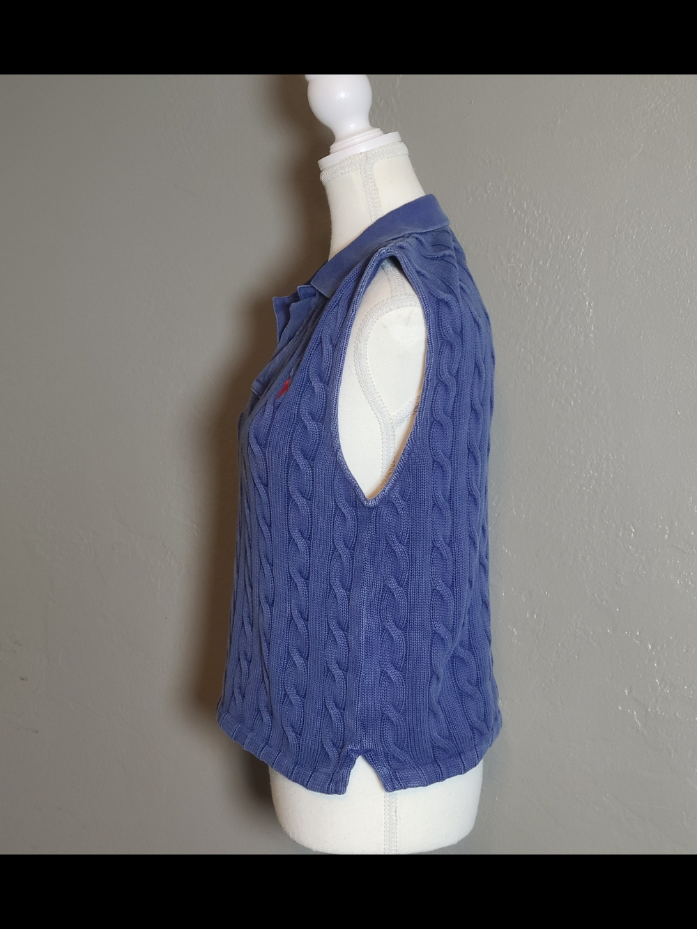 Polo By Ralph Lauren Blue Cable-Knit Preppy Womens Cozy Sweater Vest Large - Picture 3 of 11
